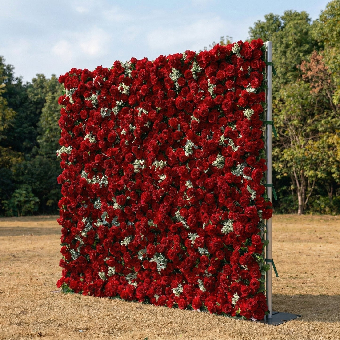 4D red rose flower wall right side view