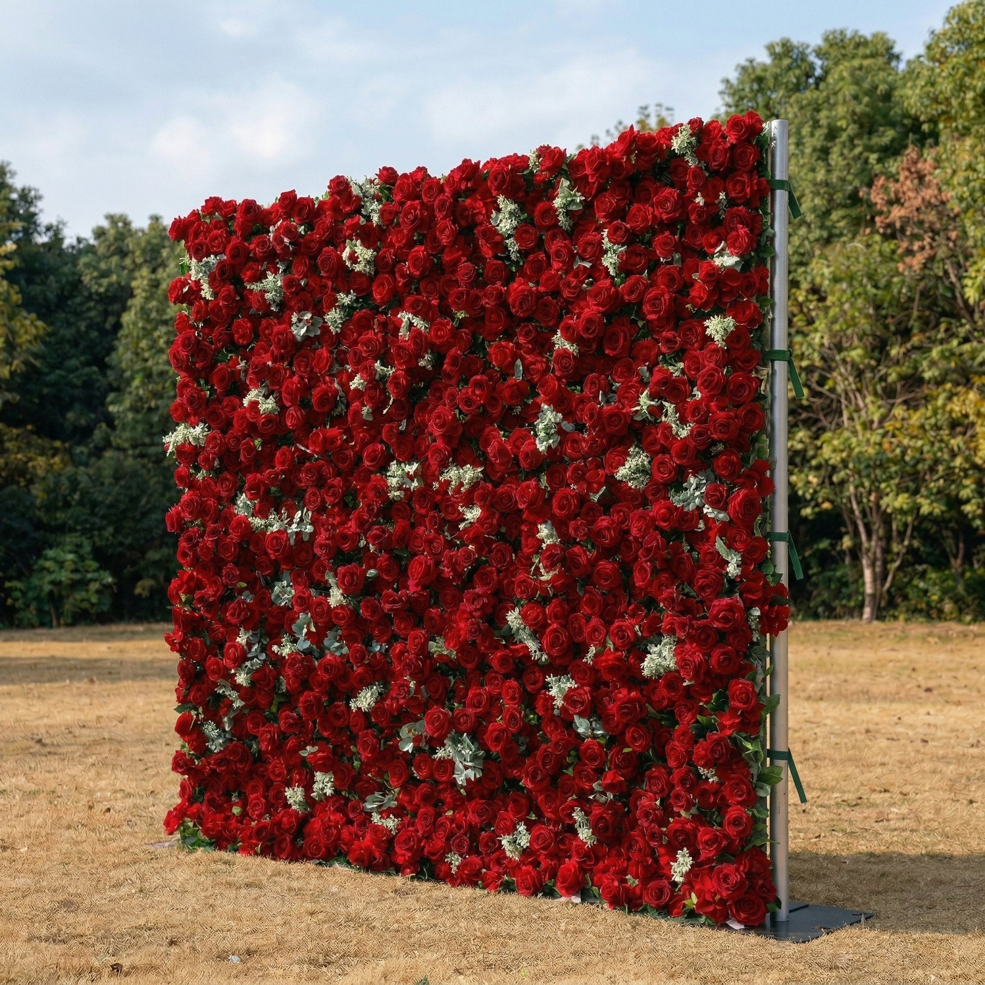 4D red rose flower wall right side view