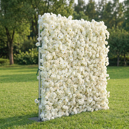 White rose flower wall left side view