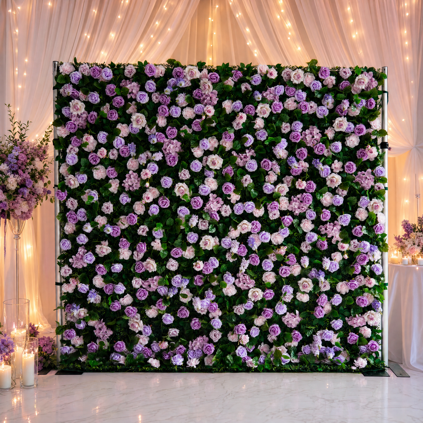 Blush Lavender Rose Flower Wall Backdrop | 3D Artificial Floral Wall for Weddings & Events