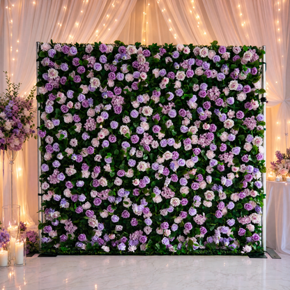 Blush Lavender Rose Flower Wall Backdrop | 3D Artificial Floral Wall for Weddings & Events