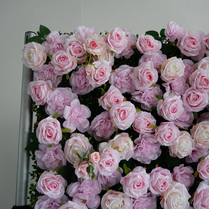 Blush Pink Rose Flower Wall Backdrop – 3D Artificial Floral Wall for Weddings & Events