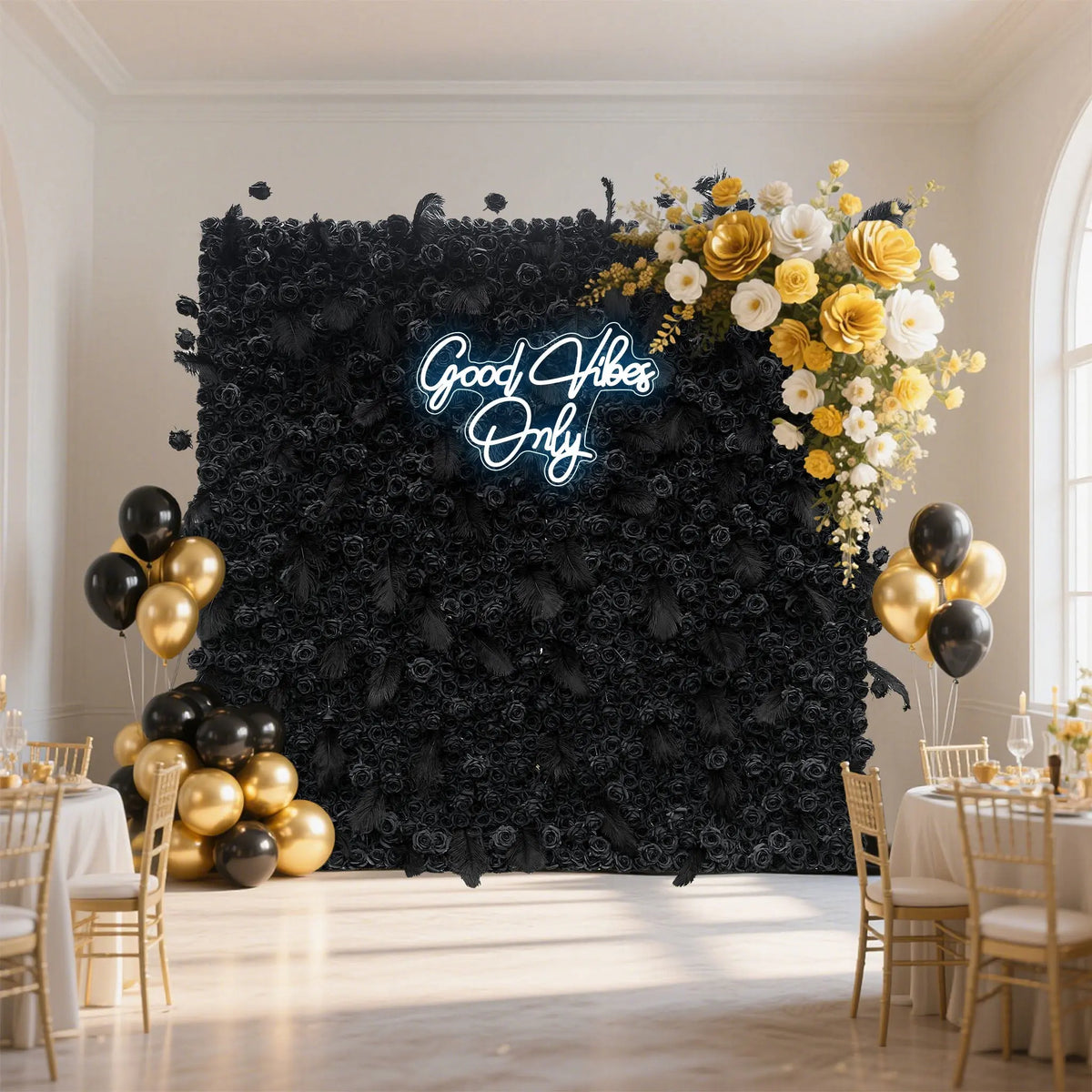 Rosy 5D Dark Black Rose Wall Floral Arrangement Artificial Flower Wall