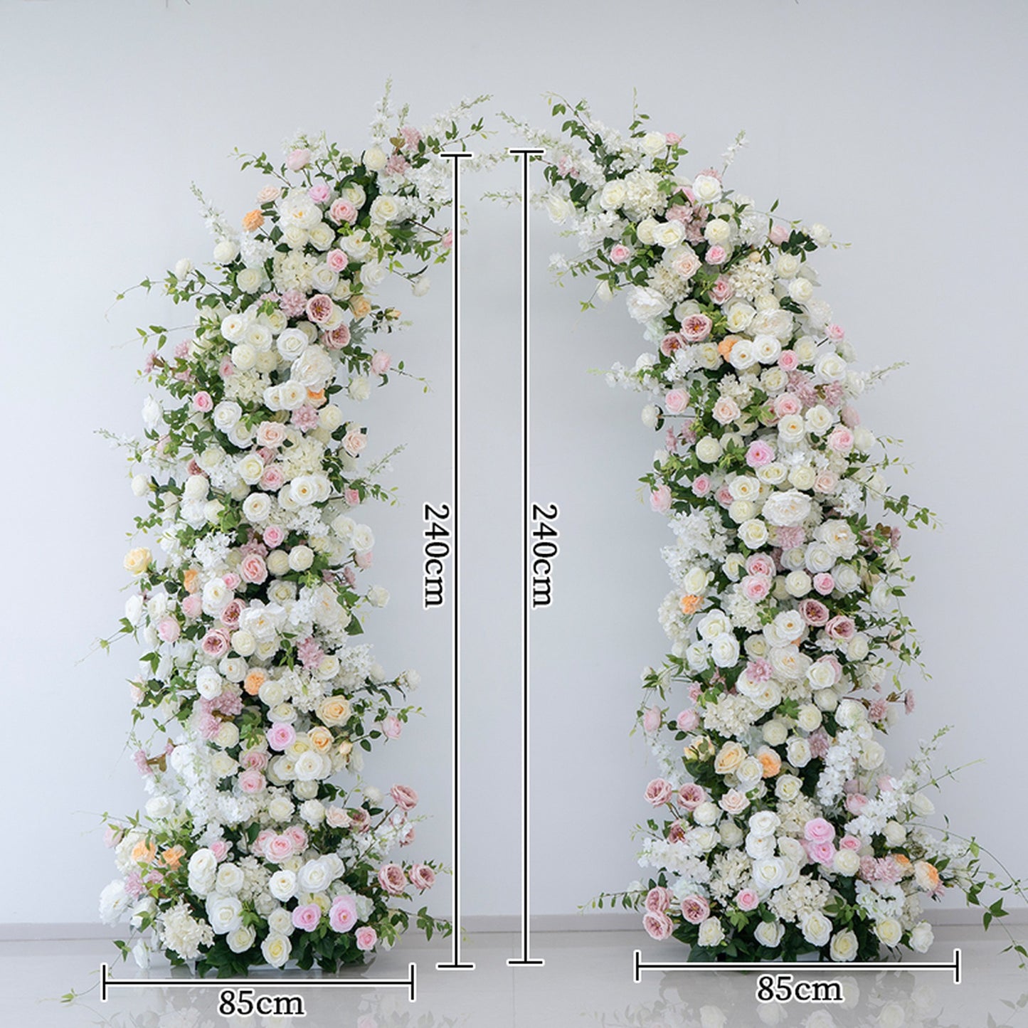 White & Pink Floral Horn Wedding Arch Set