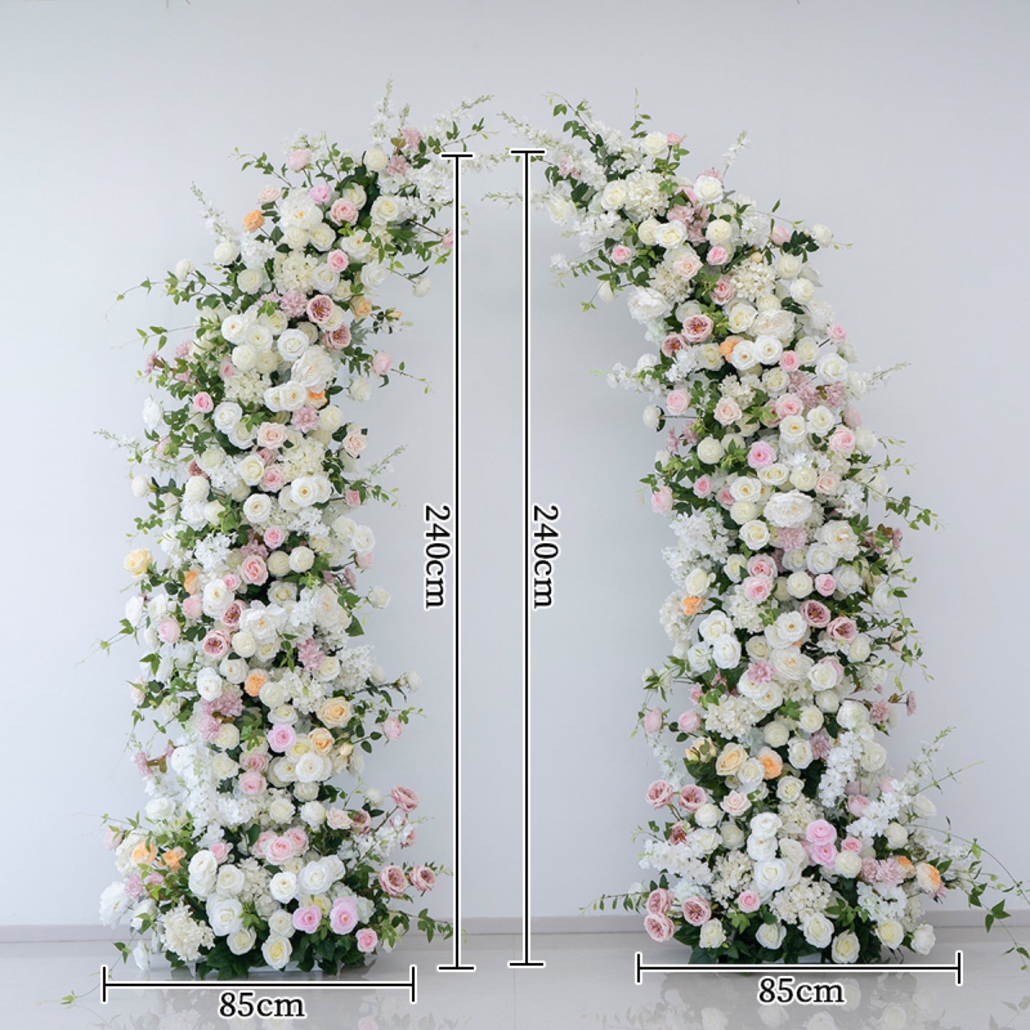 White & Pink Floral Horn Wedding Arch Set