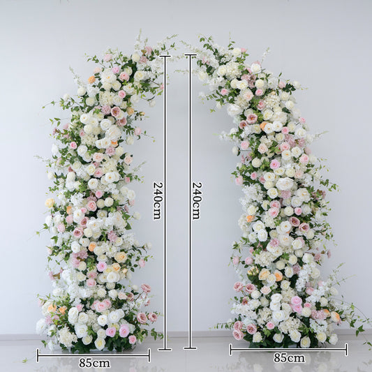 White & Pink Floral Horn Wedding Arch Set
