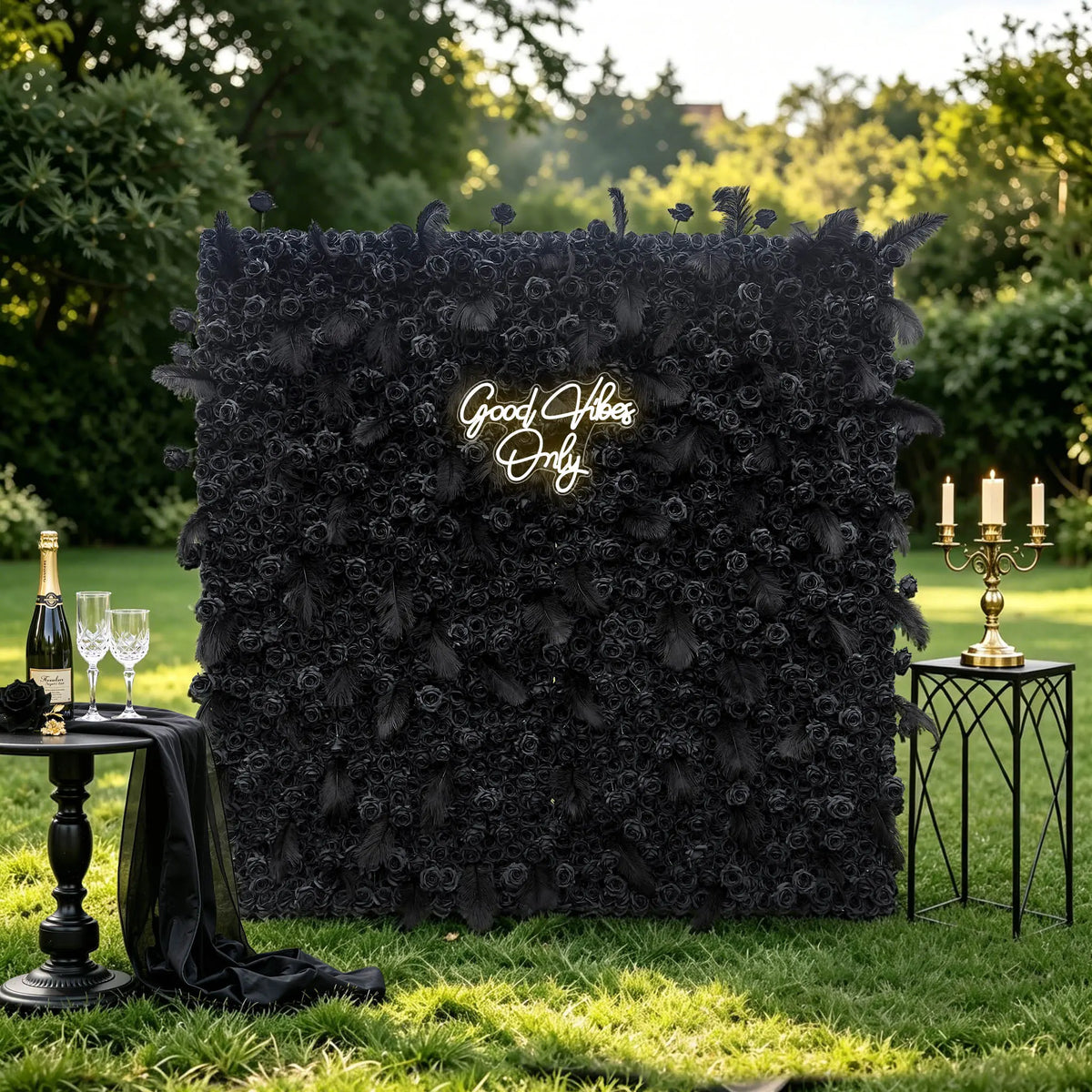 Rosy 5D Dark Black Rose Wall Floral Arrangement Artificial Flower Wall