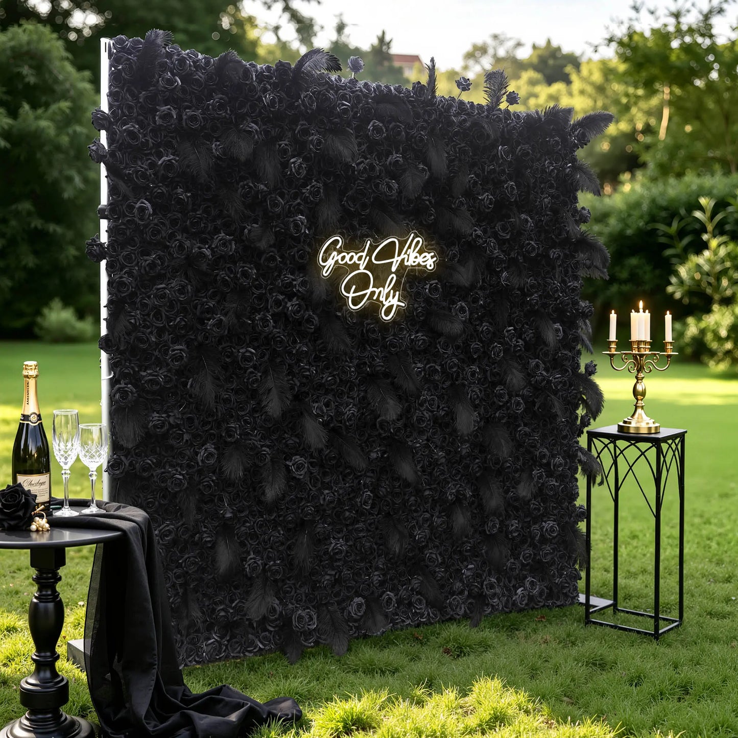 Rosy 5D Dark Black Rose Wall Floral Arrangement Artificial Flower Wall