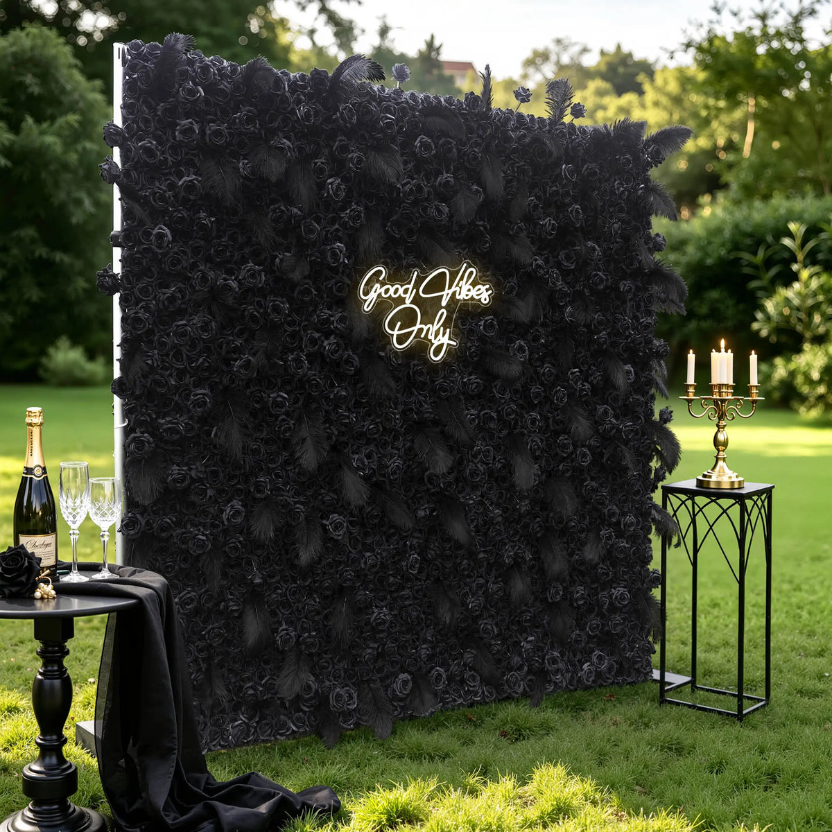 Rosy 5D Dark Black Rose Wall Floral Arrangement Artificial Flower Wall