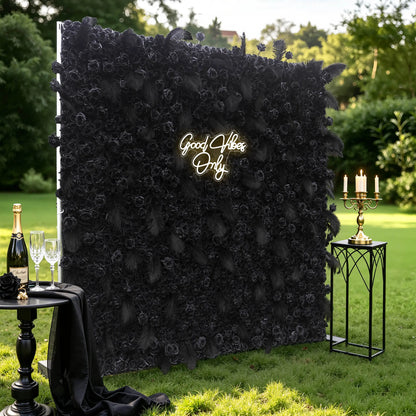 Rosy 5D Dark Black Rose Wall Floral Arrangement Artificial Flower Wall