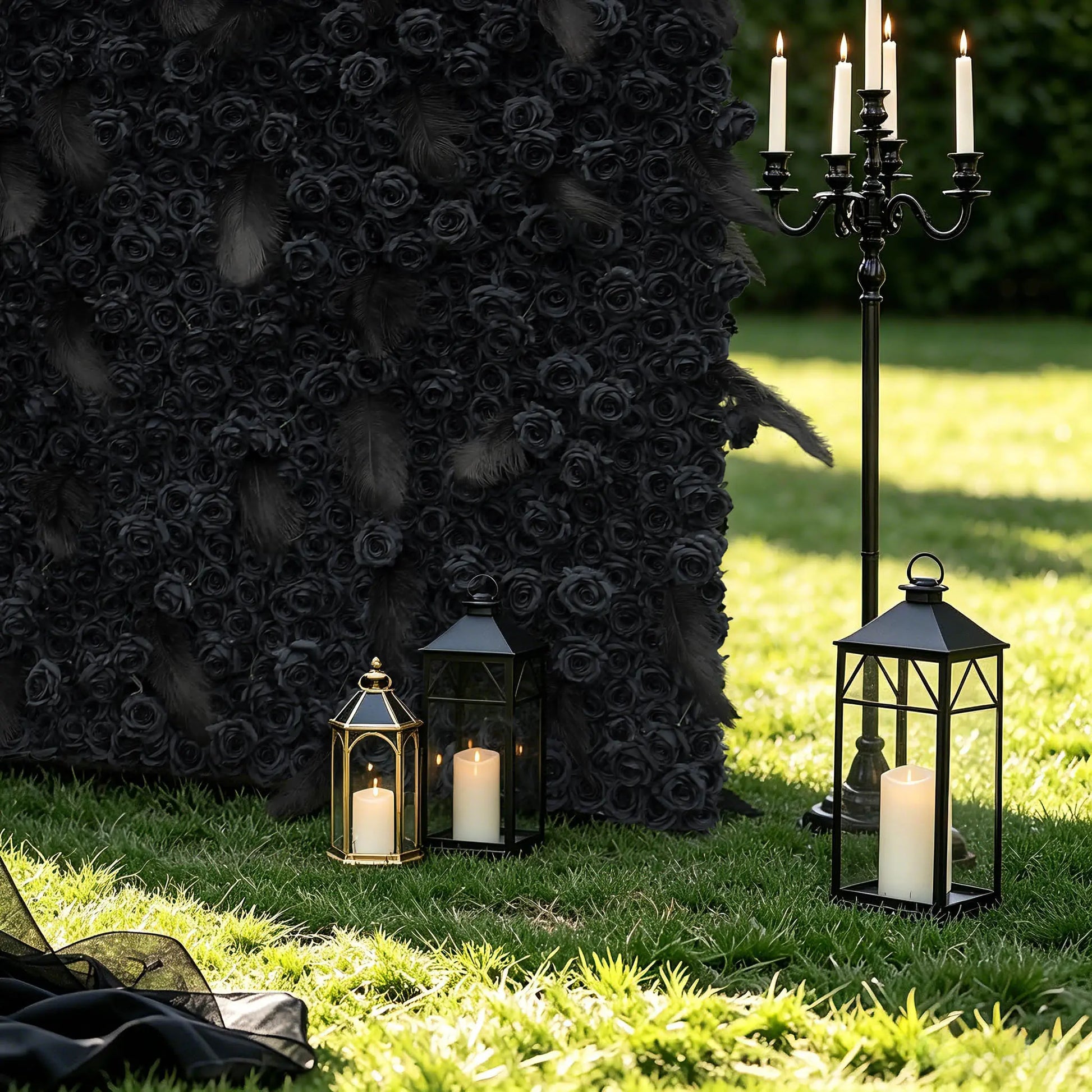 Rosy 5D Dark Black Rose Wall Floral Arrangement Artificial Flower Wall
