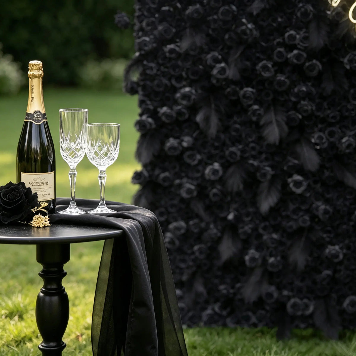 Rosy 5D Dark Black Rose Wall Floral Arrangement Artificial Flower Wall