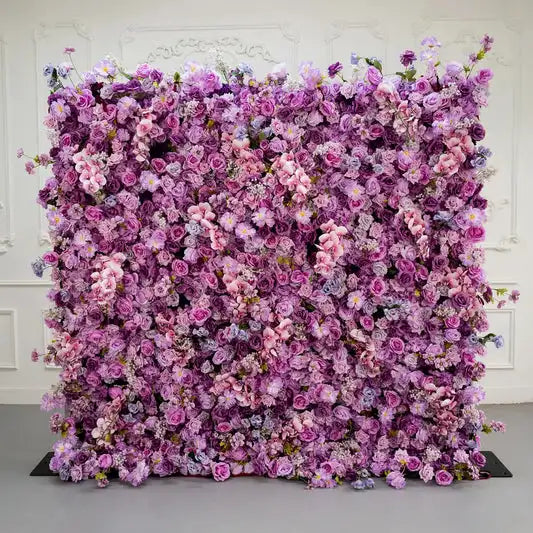 8x8ft Premium 5D Sculptural Flower Wall - Lavender Mist - Macro
