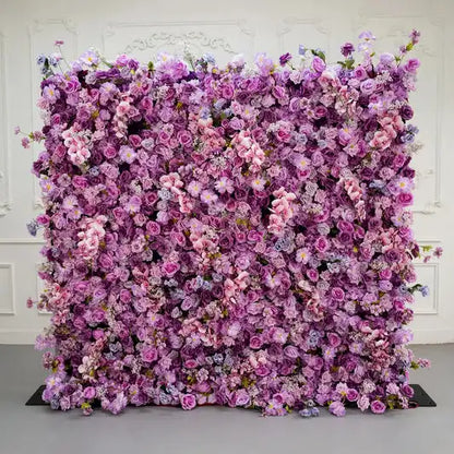 8x8ft Premium 5D Sculptural Flower Wall - Lavender Mist - Side