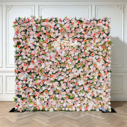 Rosy Orange Peony Cloth Fabric Backdrop Flower Wall