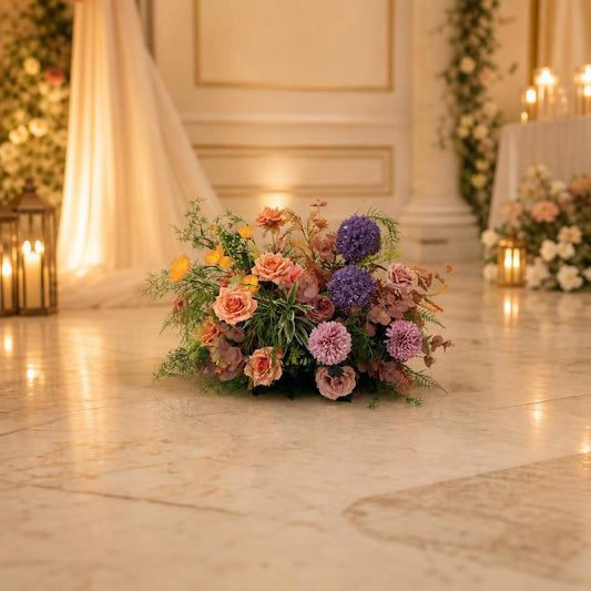 File floreale misto pastello – Decorazione per corsia nuziale
