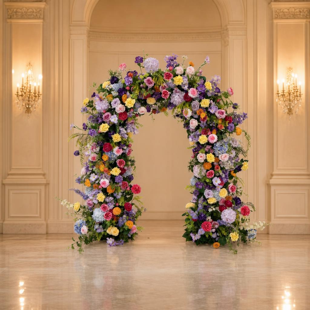 Arco nuziale floreale con corna – Elegante fondale per la cerimonia