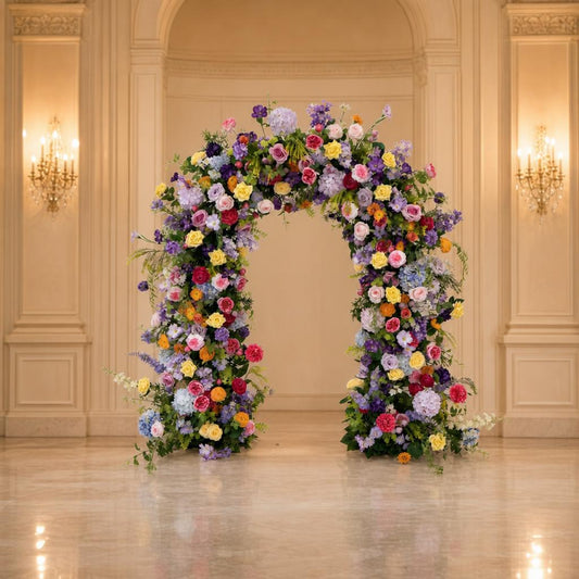 Floral Horn Wedding Arch – Elegant Ceremony Backdrop