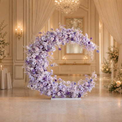 Purple Floral Horn Wedding Arch for Ceremony & Reception – Bridal Backdrop & Photo Zone Decoration
