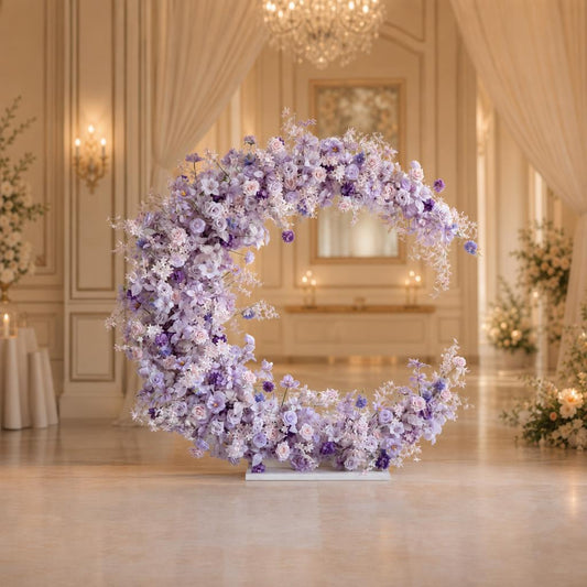 Purple Floral Horn Wedding Arch for Ceremony & Reception – Bridal Backdrop & Photo Zone Decoration