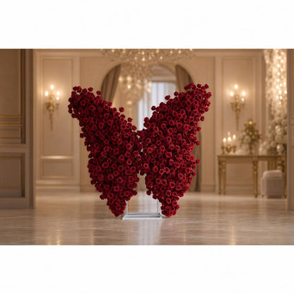 Red Butterfly Floral Horn Arch for Wedding Ceremony & Reception – Bridal Backdrop & Photo Zone Decoration
