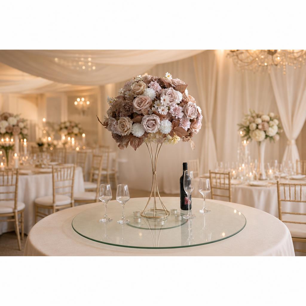 Champagne Floral Centerpiece – Wedding Table Decor