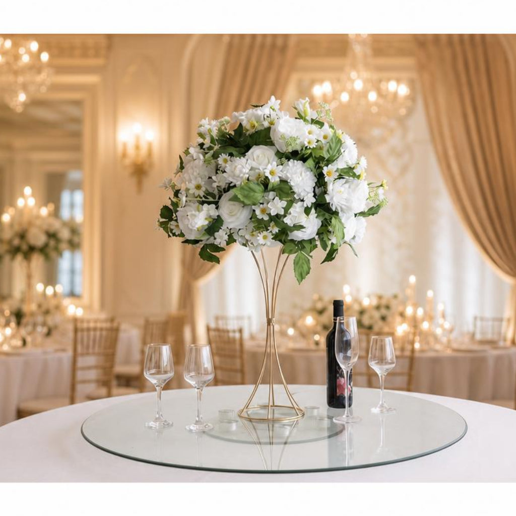 White & Greenery Floral Centerpiece – Wedding Table Decor