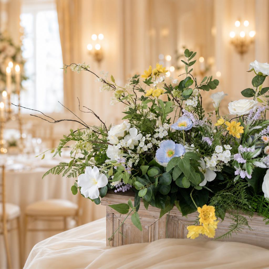 White Garden Floral Table Arrangement – Wedding Table Decor