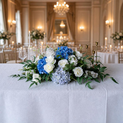 Blue & White Floral Table Arrangement – Wedding Table Decor