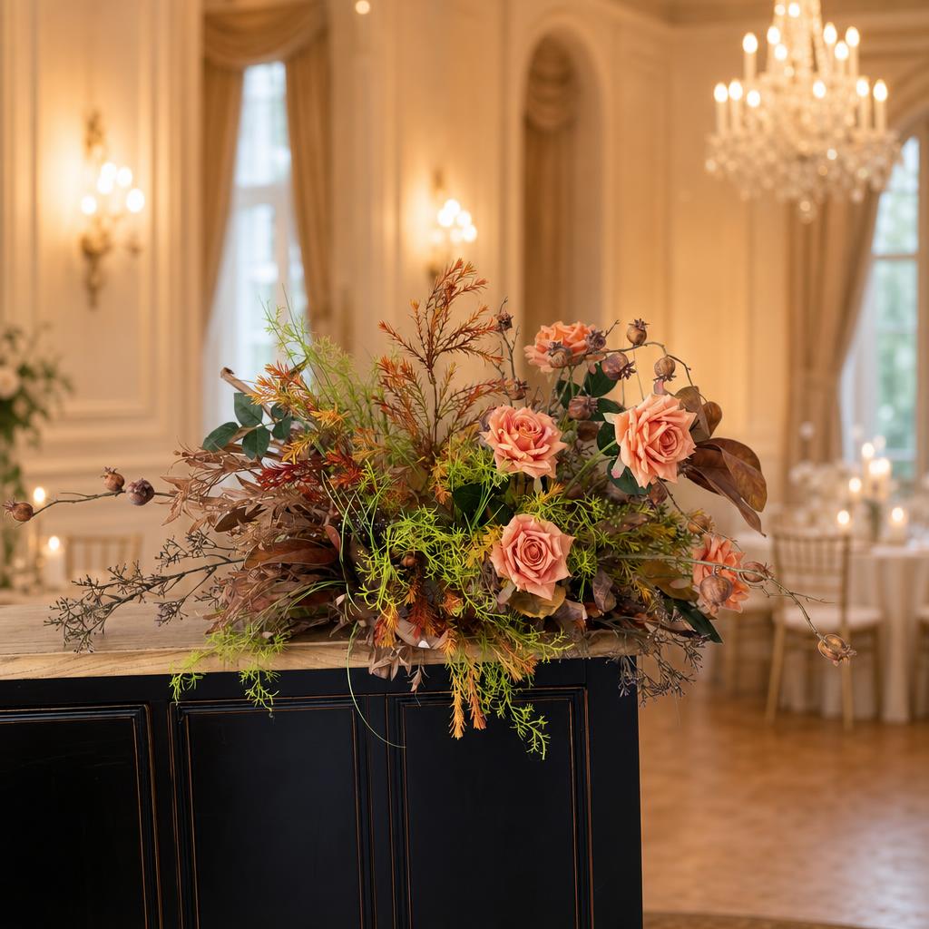 Orange Floral Table Arrangement – Wedding Table Decor