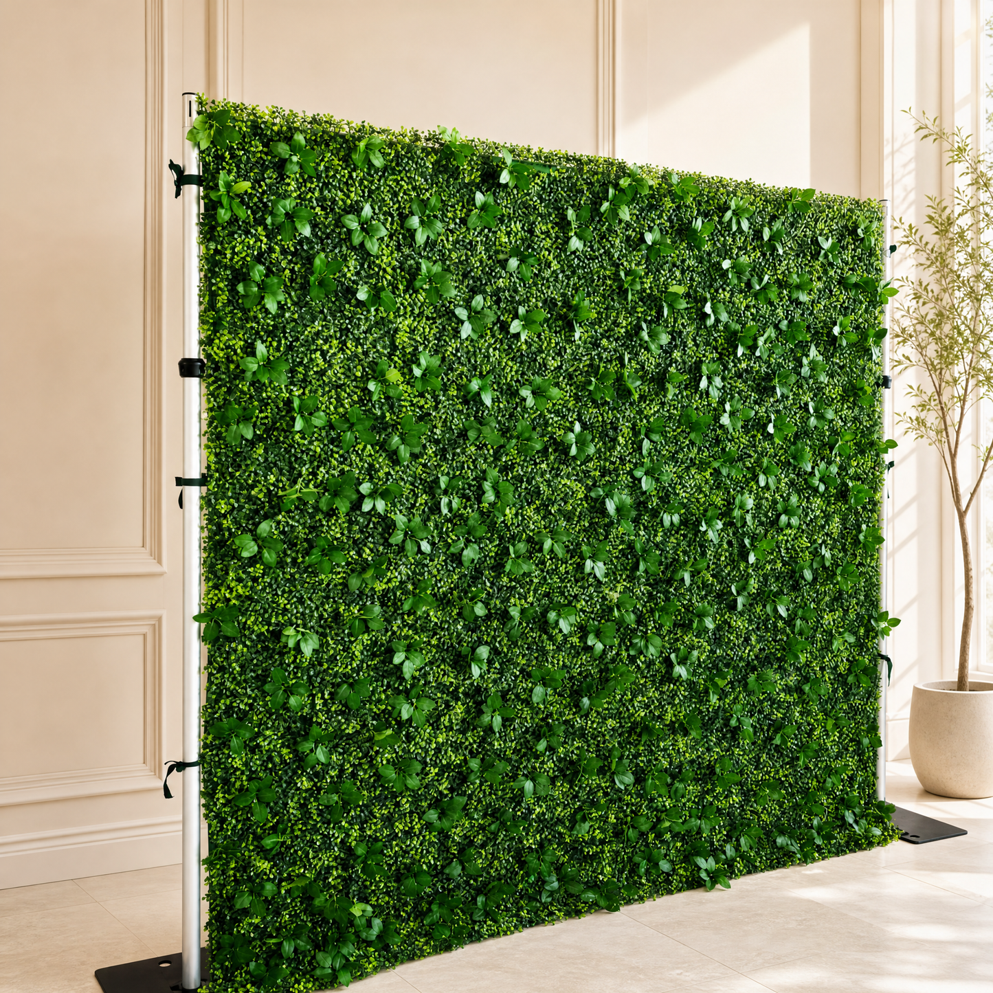 Greenery flower wall backdrop with white floral accents for weddings, view 6