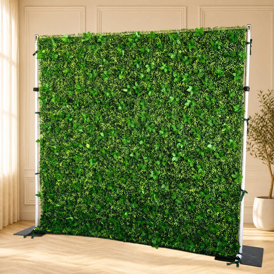 Greenery flower wall backdrop with white floral accents for weddings, view 7