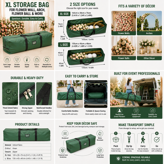 Flower Wall Storage Bag – 2 Sizes Available (135cm / 165cm) for Event Décor