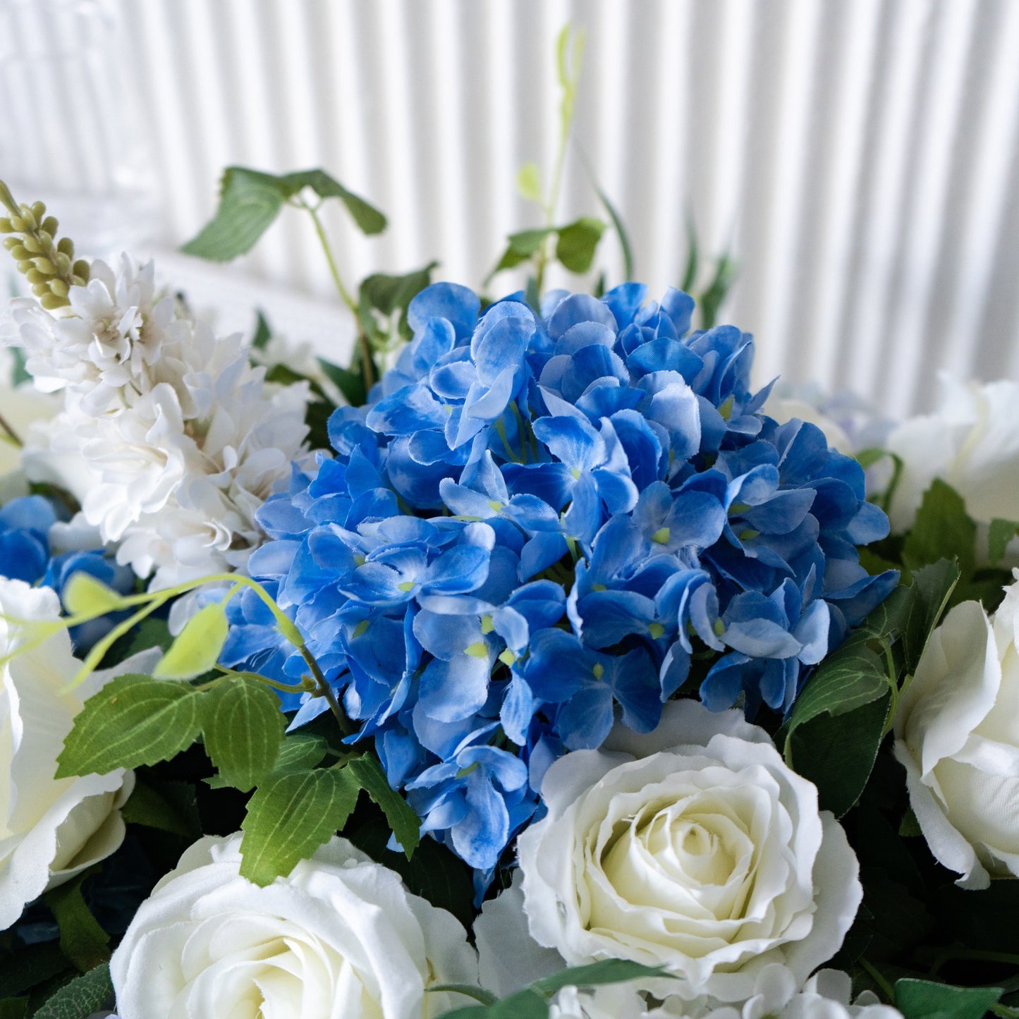 Blue & White Floral Table Arrangement – Wedding Table Decor