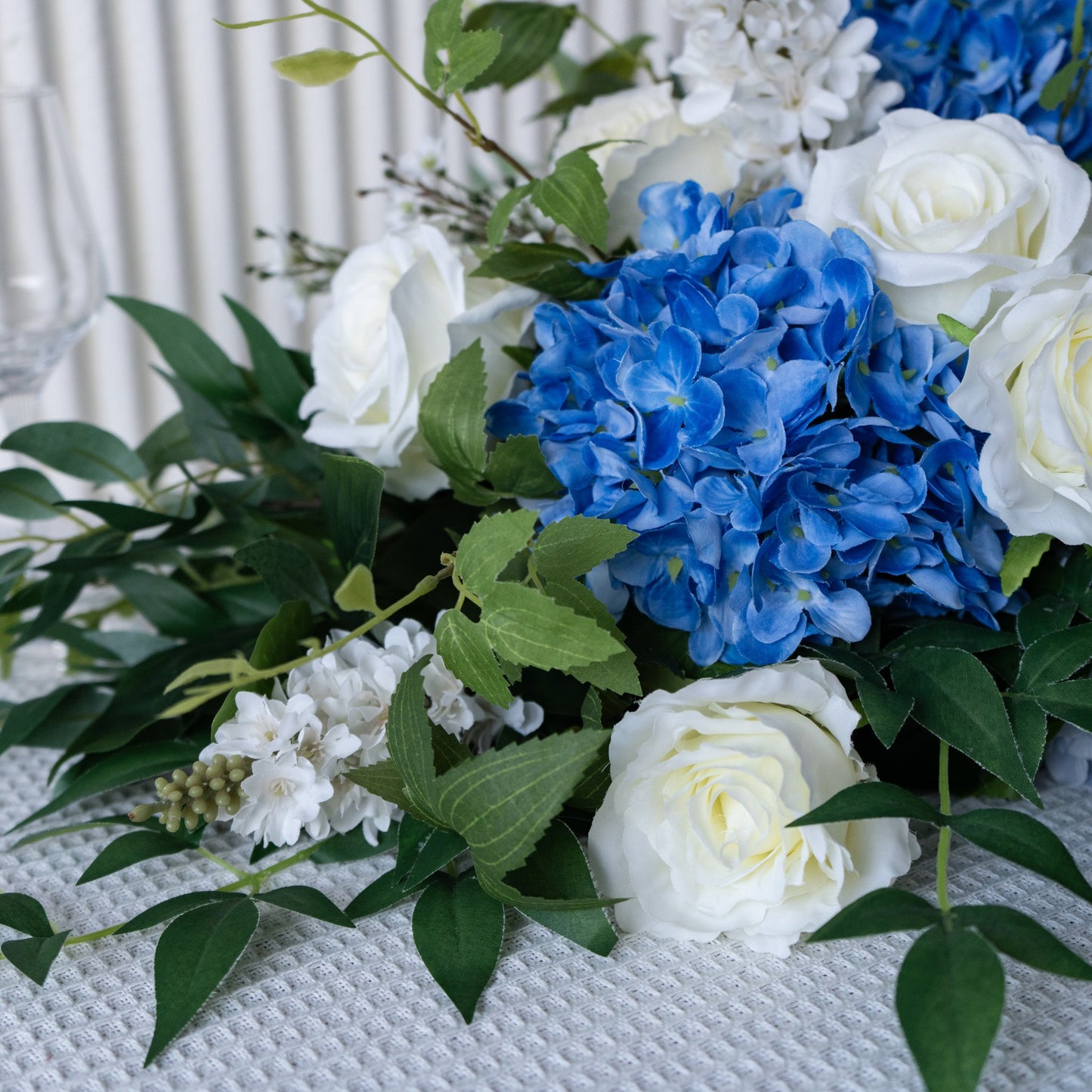Blue & White Floral Table Arrangement – Wedding Table Decor