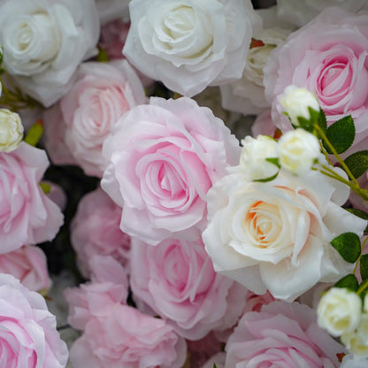 Detail of pale-pink and white artificial roses