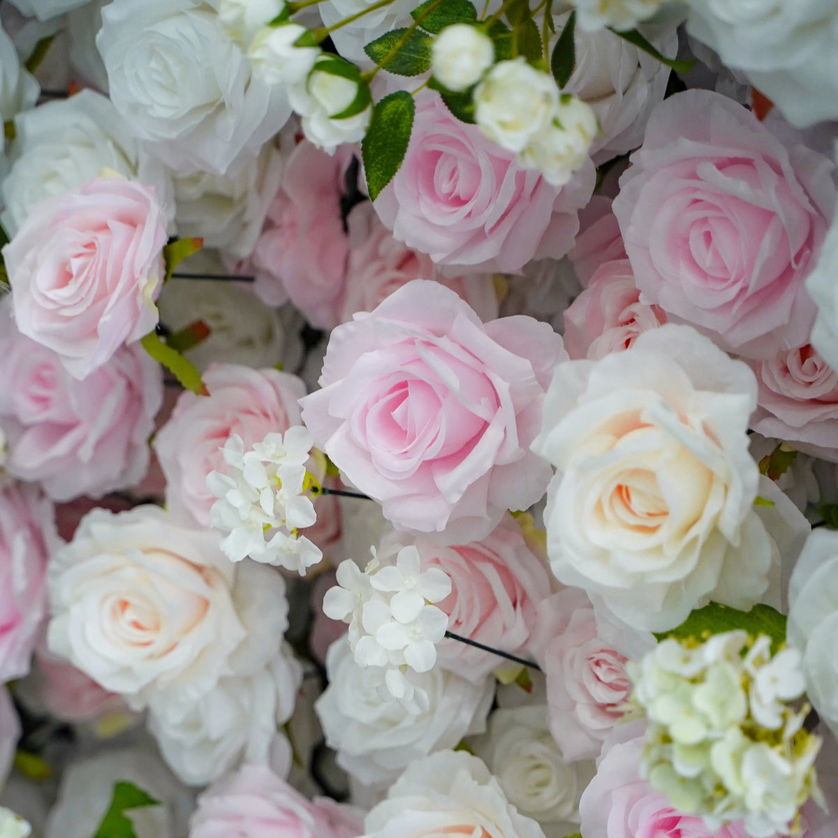 Artificial flower wall floral detail view