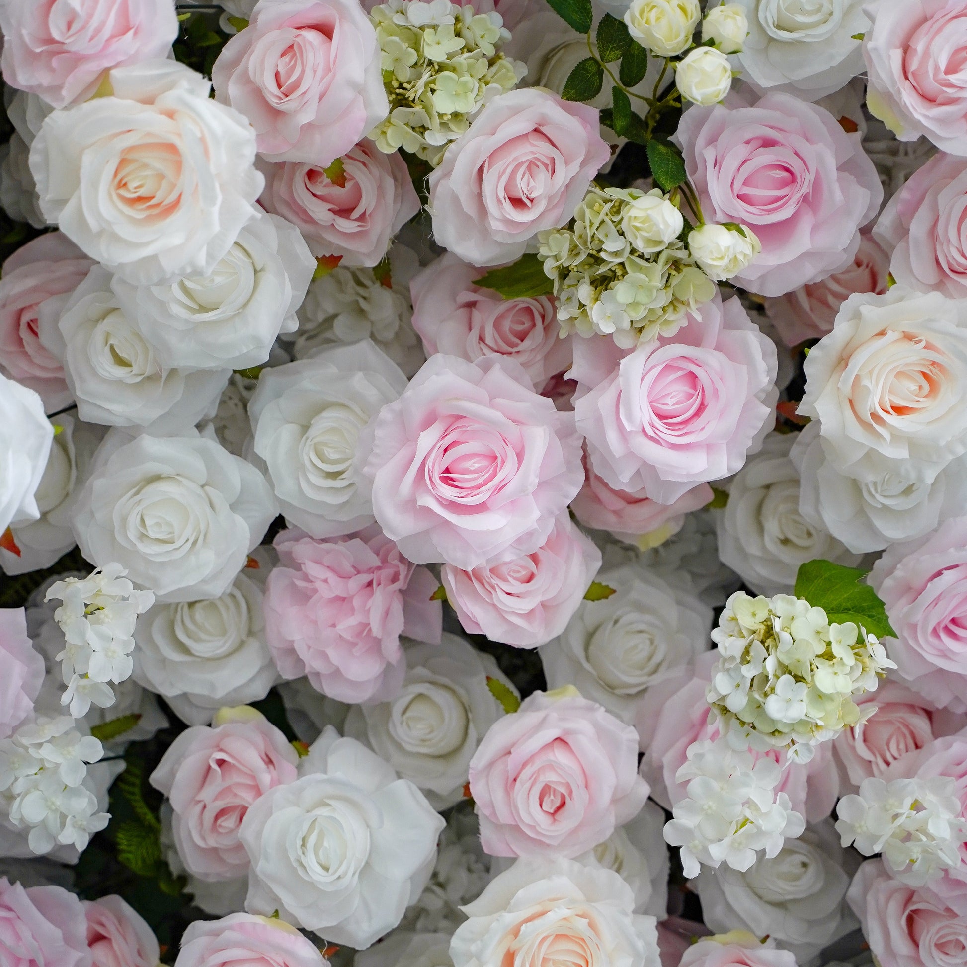 Detailed mix of white and pink flowers in the backdrop