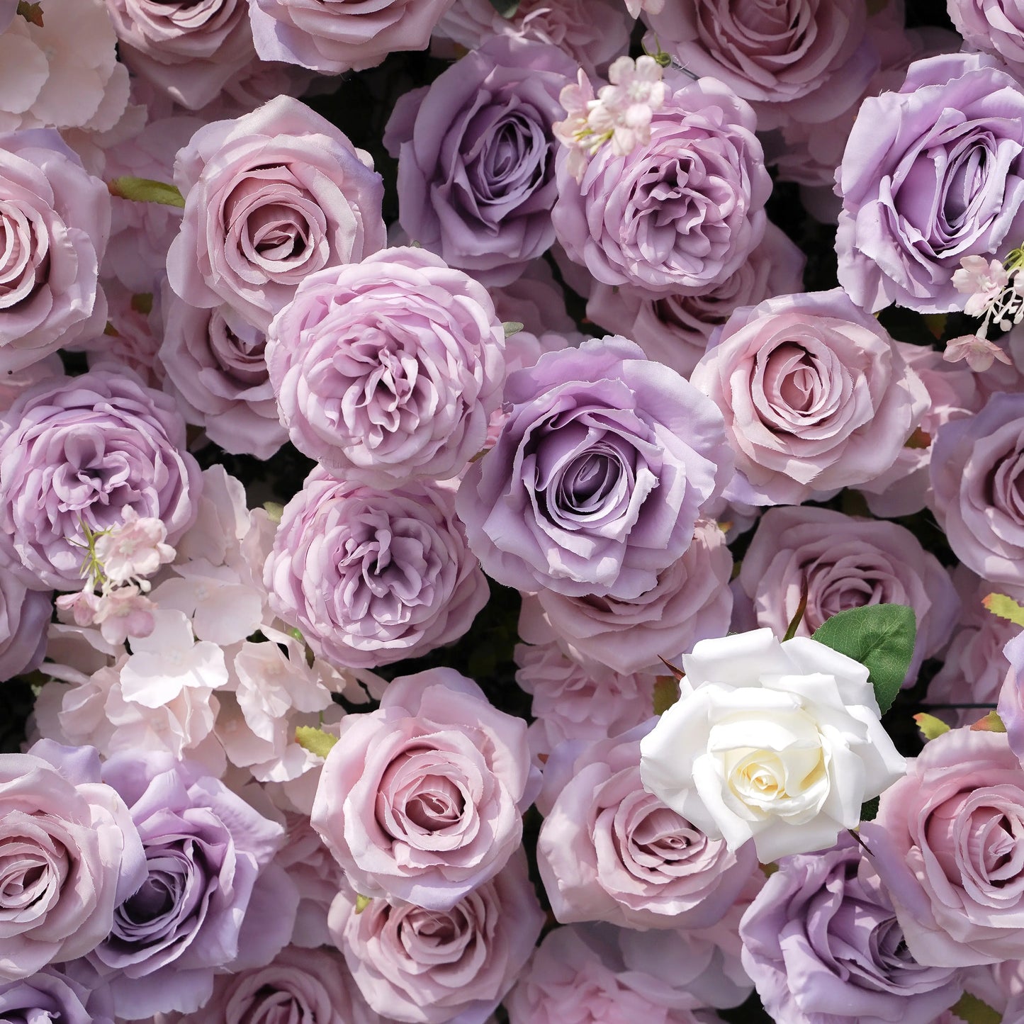 Artificial flower wall floral detail view