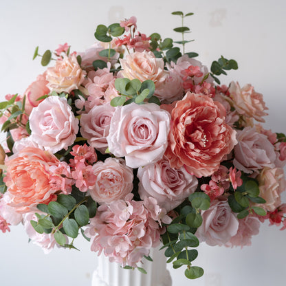 Pink & Coral Floral Centerpiece – Wedding Table Decor