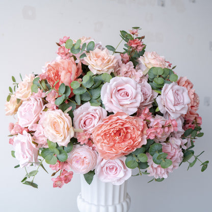 Pink & Coral Floral Centerpiece – Wedding Table Decor
