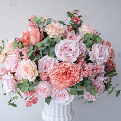 Pink & Coral Floral Centerpiece – Wedding Table Decor