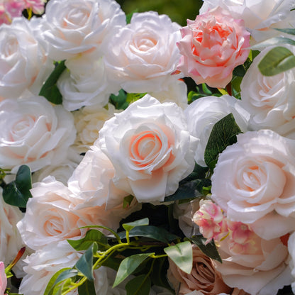 Close-up of peach, blush and white flower textures
