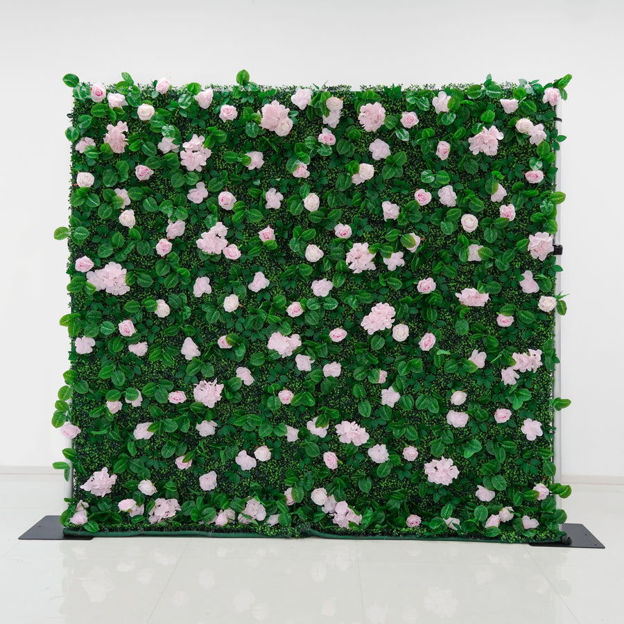 Pink rose flower wall backdrop 8x8 ft for weddings and photo booths, view 1