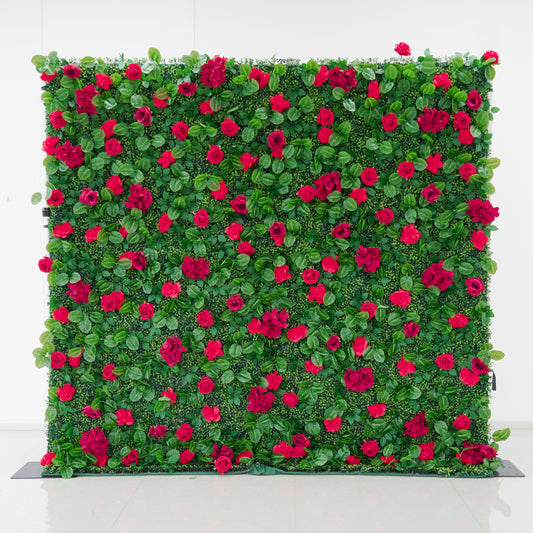 8×8 FT Red Rose Flower Wall Backdrop – Easy Setup, Reusable Event Decor
