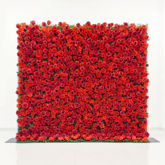 8x8 FT Red Rose Flower Wall Backdrop for Weddings & Events