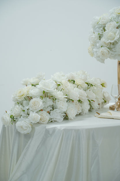 All White Wedding Backdrop Package with Flower Wall & Centerpieces