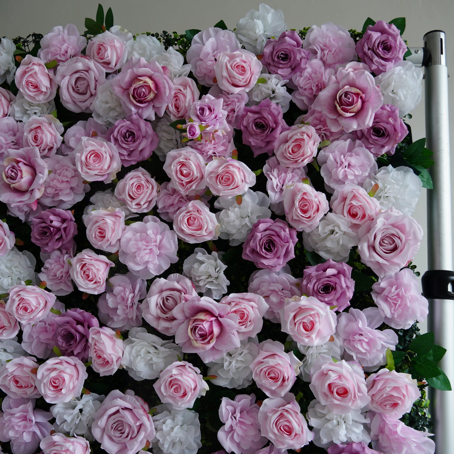 Purple Pink Rose Flower Wall Backdrop – 3D Artificial Floral Wall for Weddings & Events