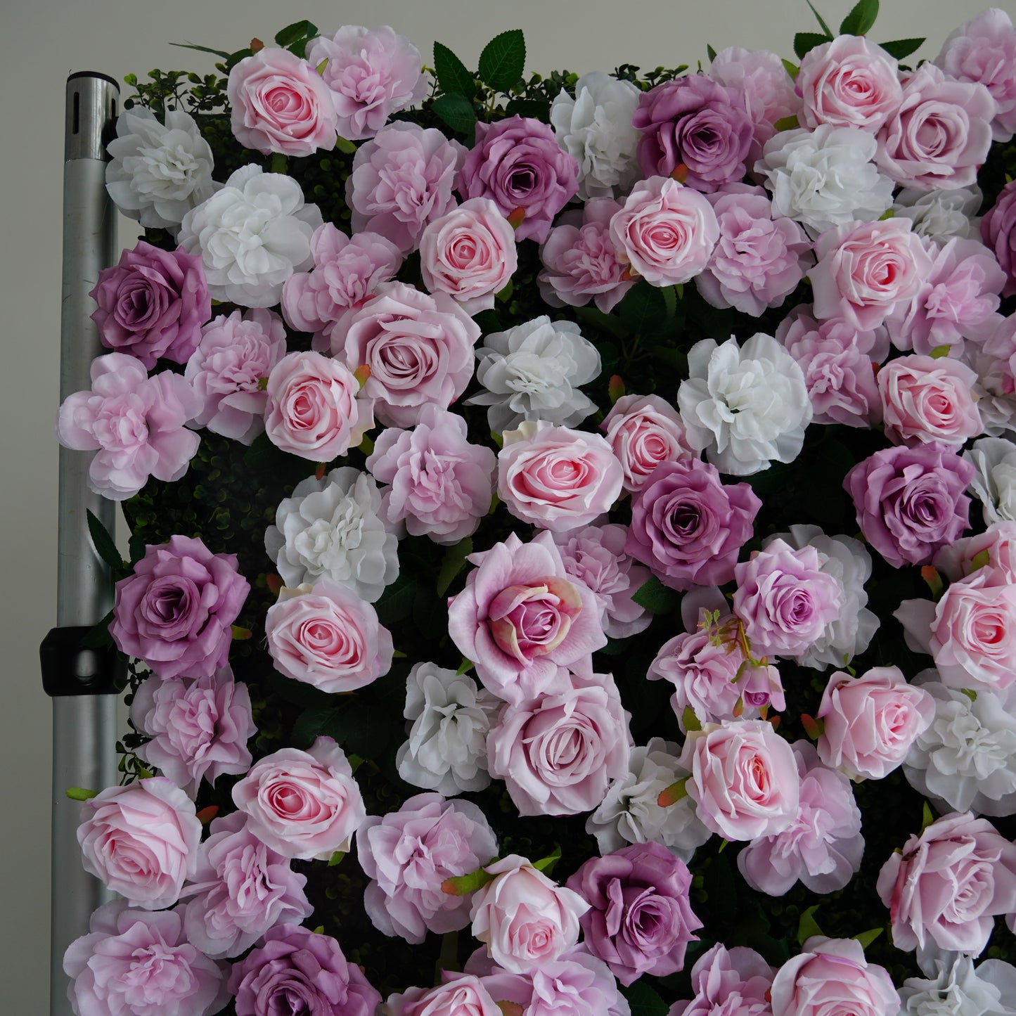 Purple Pink Rose Flower Wall Backdrop – 3D Artificial Floral Wall for Weddings & Events