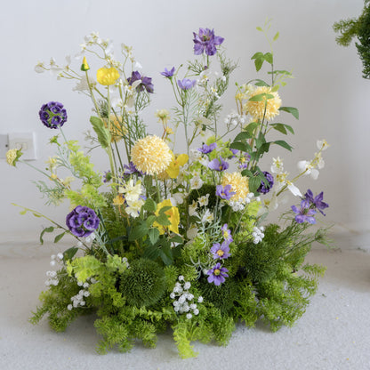 Yellow & Purple Floral Row – Wedding Aisle Decor